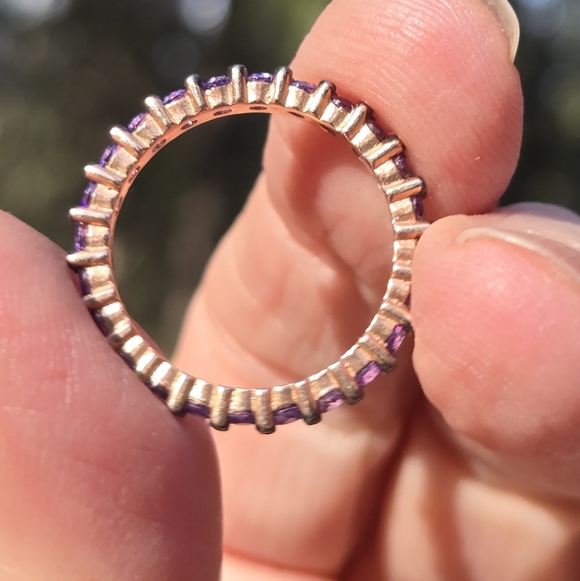 Amethyst sterling Rosegold & Rhodium ring Sz6.75 - Picture 6 of 7
